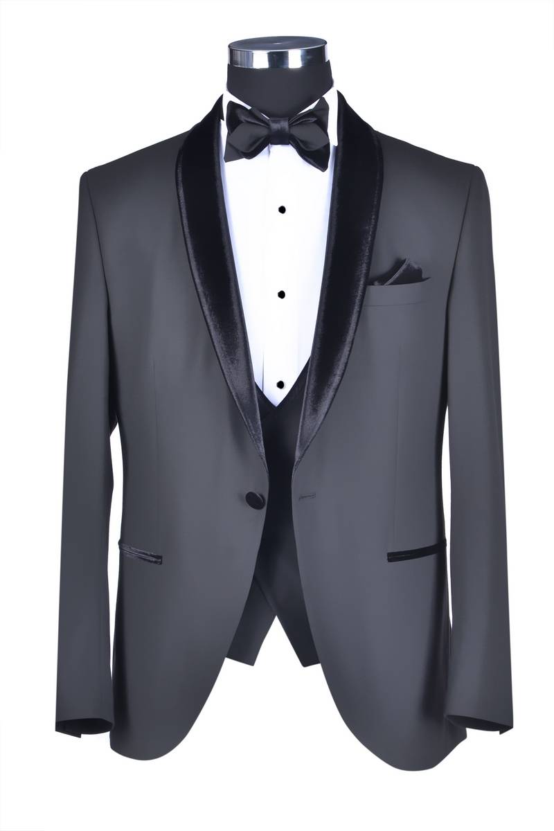 Baggi Smoking Nero Baggi Slim Fit Con Petto A Scialle In Velluto