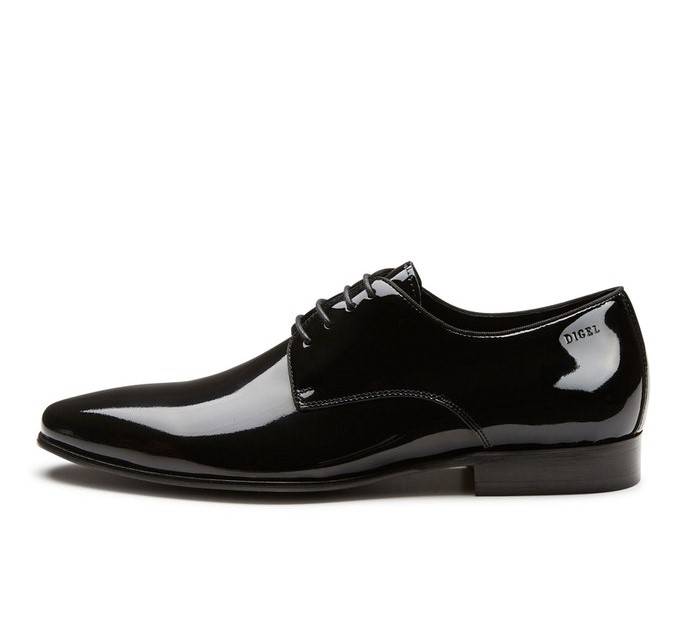 Digel Stringata Elegante Nera Digel In Vera Pelle Verniciata