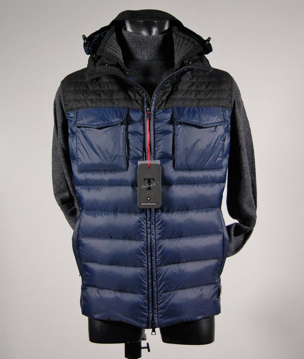 Talenti Gilet smanicato blu in piuma talenti