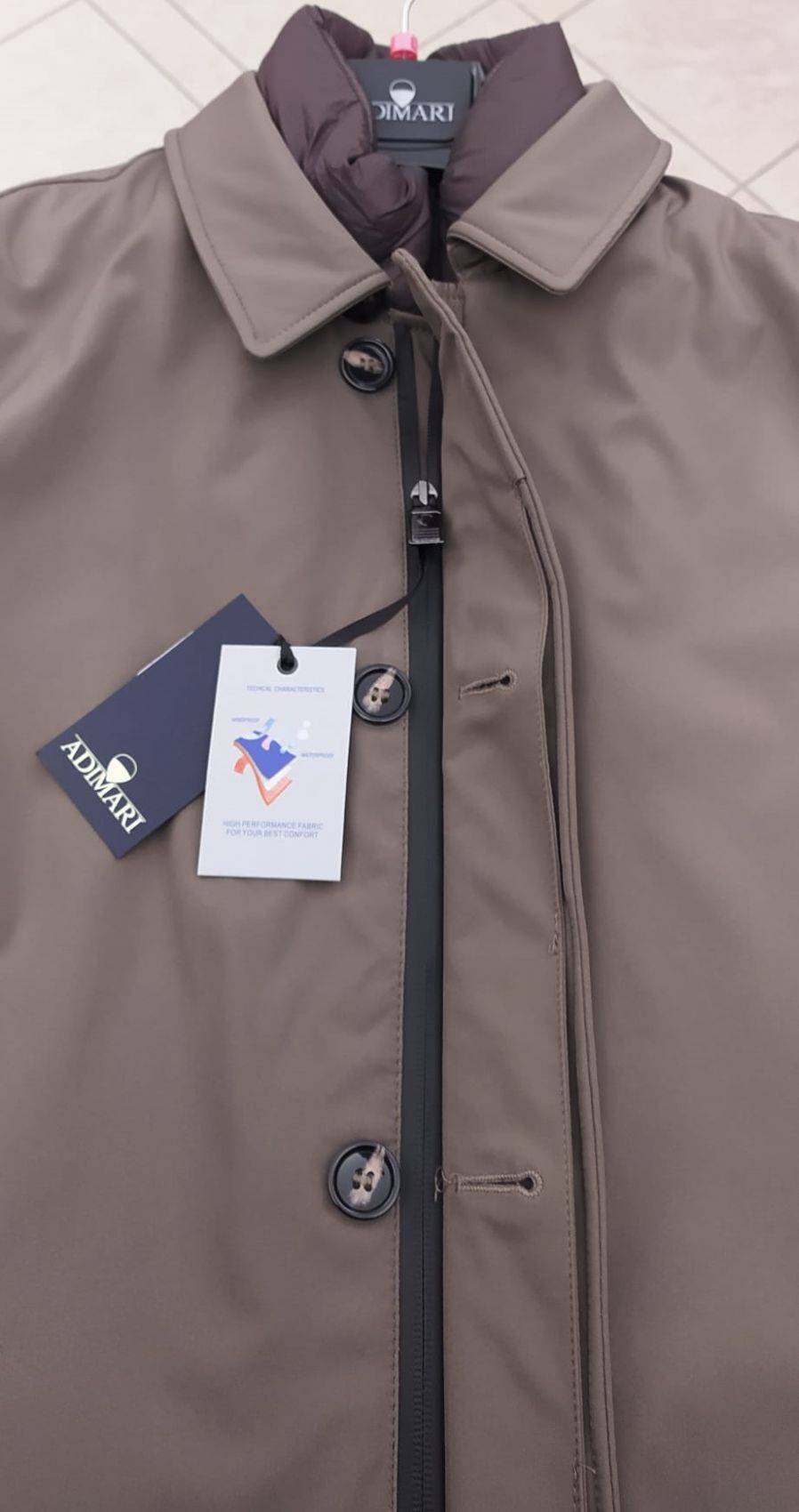 Adimari Trench Impermeabile Imbottito Blu Con Pettorina Anti Vento Staccabile