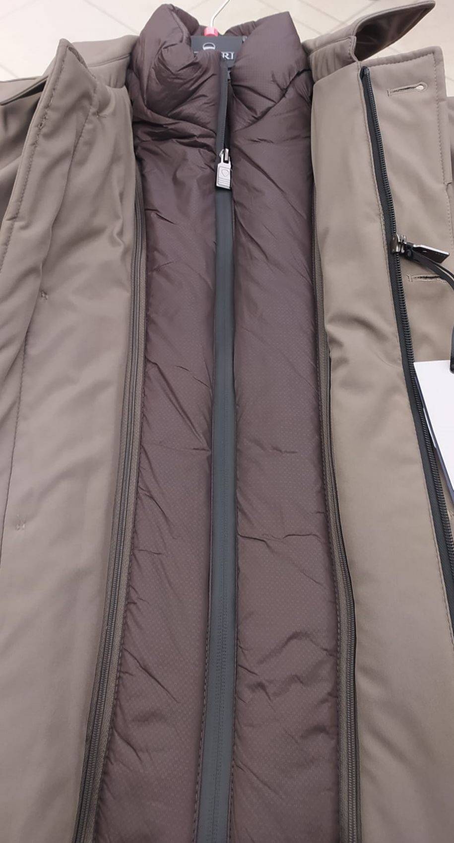 Adimari Trench Impermeabile Imbottito Blu Con Pettorina Anti Vento Staccabile