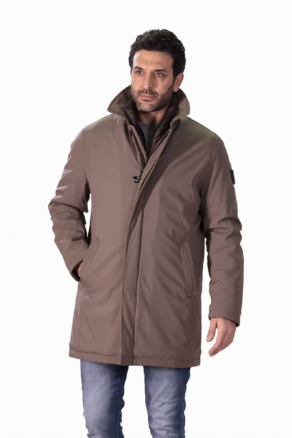 Adimari Trench impermeabile imbottito corda con pettorina anti vento staccabile