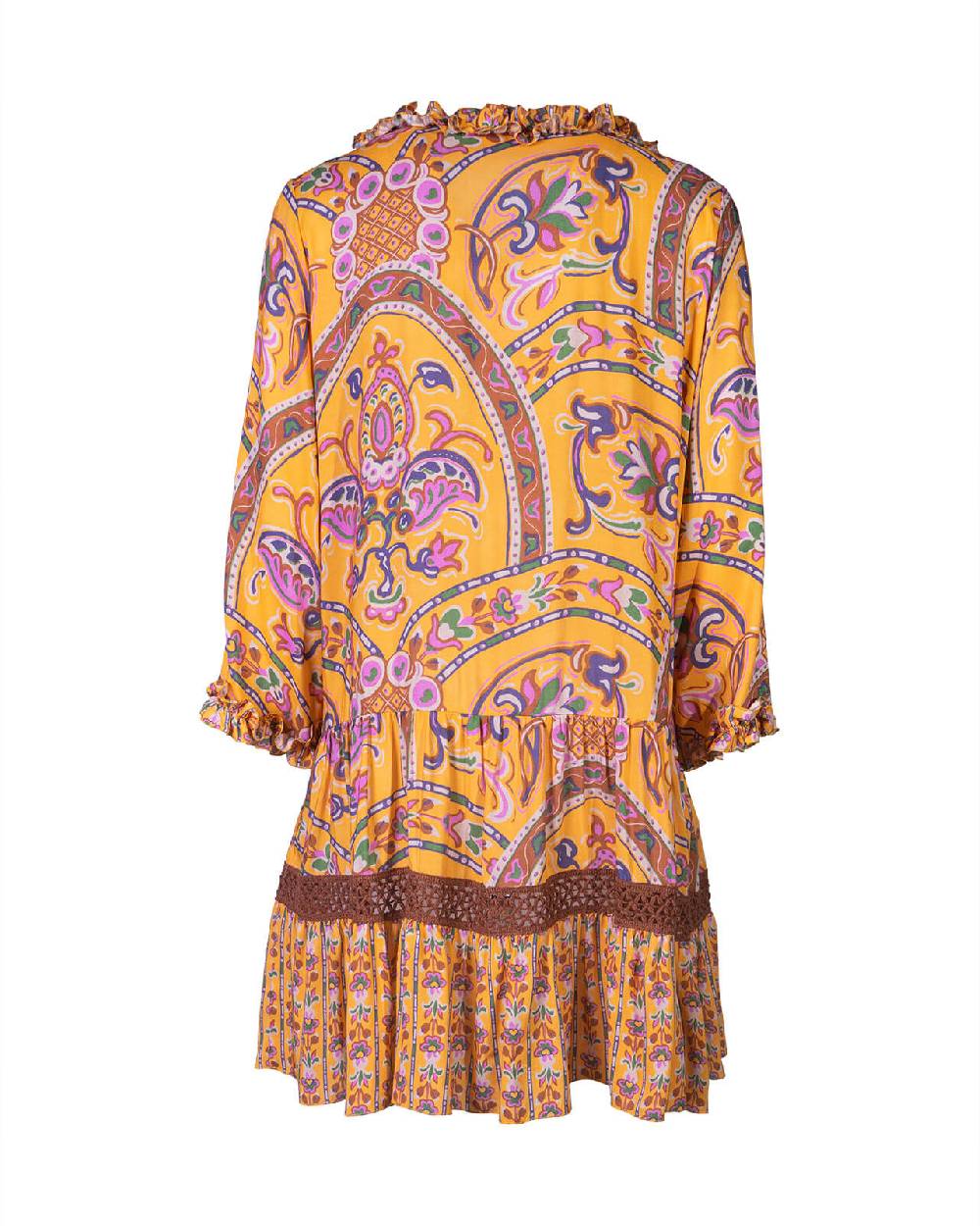 Raffaela D´Angelo Caftano Corto Con Rouches Scollo E Manica