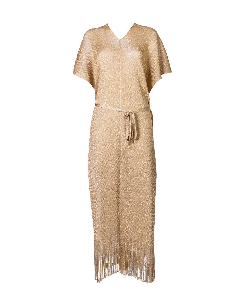 Raffaela D´Angelo Caftano in maglia lurex con frangia