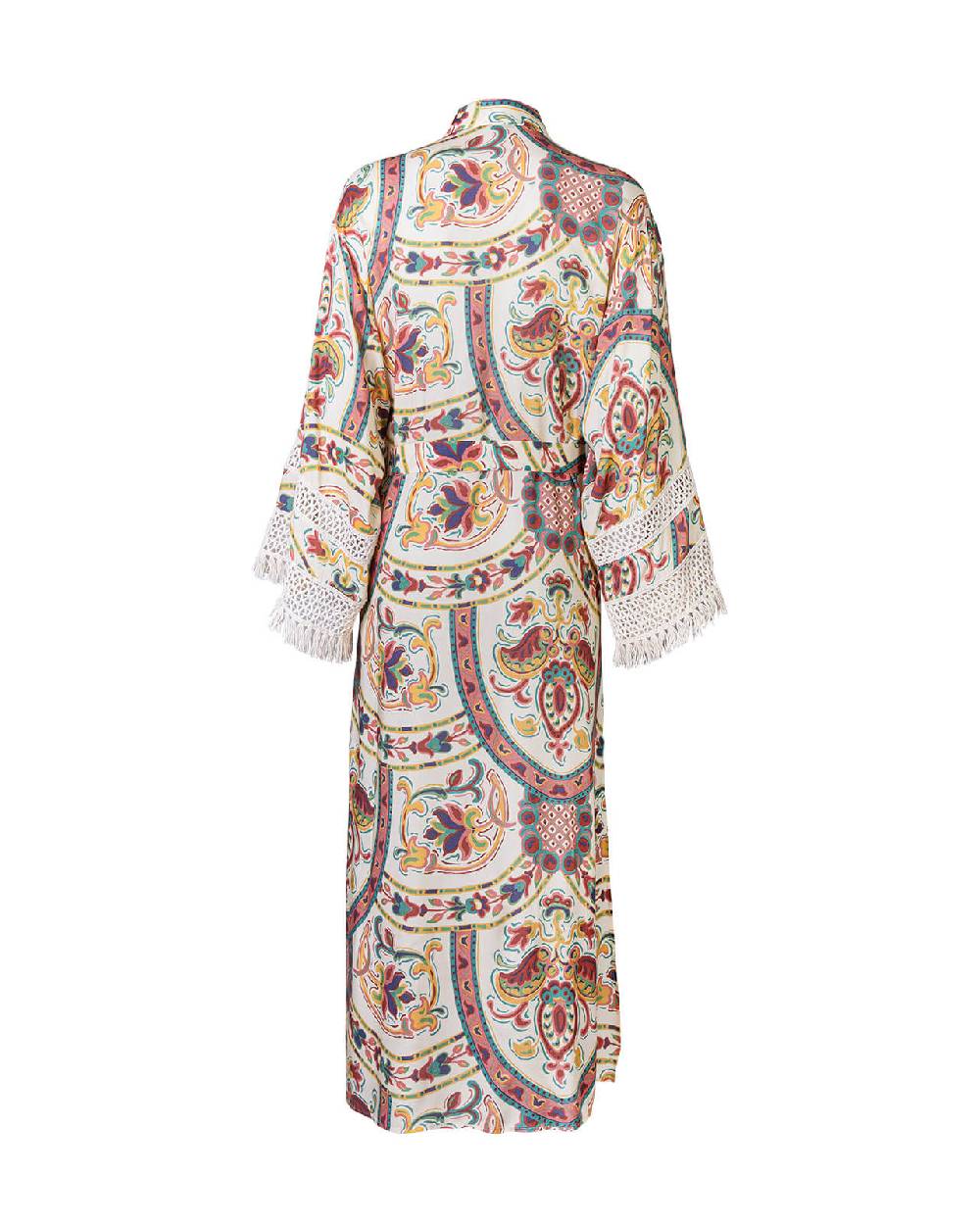 Raffaela D´Angelo Caftano Lungo Con Passamaneria E Frange
