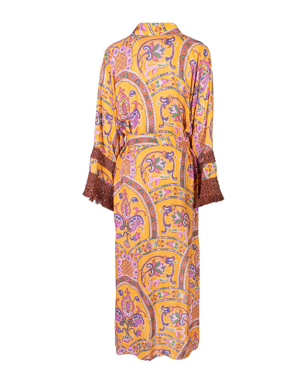 Raffaela D´Angelo Caftano Lungo Con Passamaneria E Frange