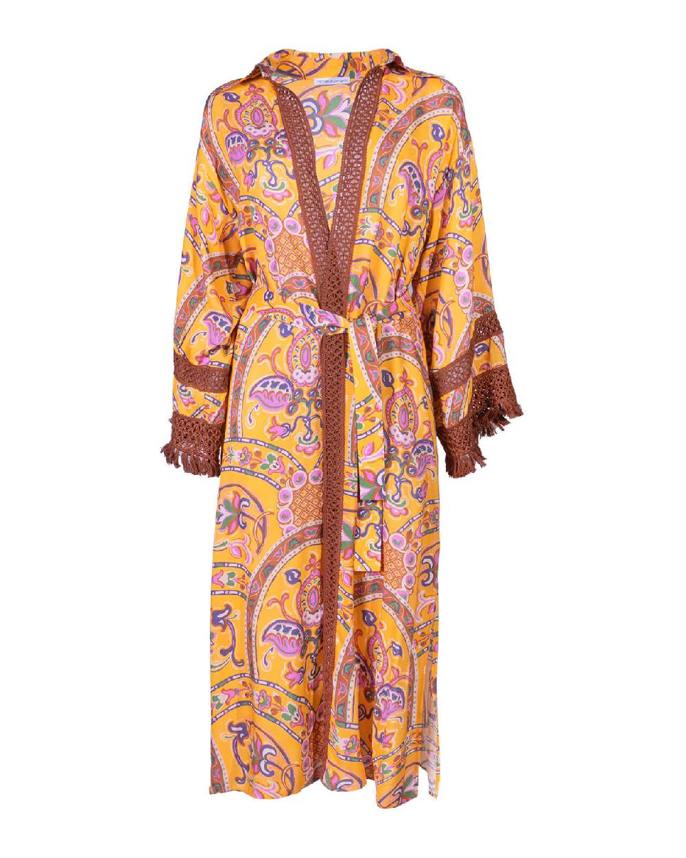 Raffaela D´Angelo Caftano lungo con passamaneria e frange