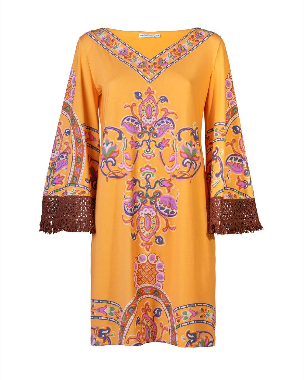 Raffaela D´Angelo Abito lycra piazzato con frangia