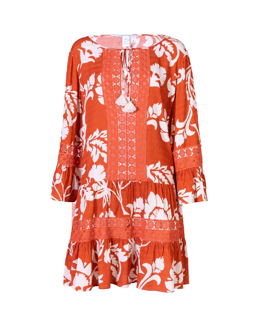 Raffaela D´Angelo Caftano stampato con macramè