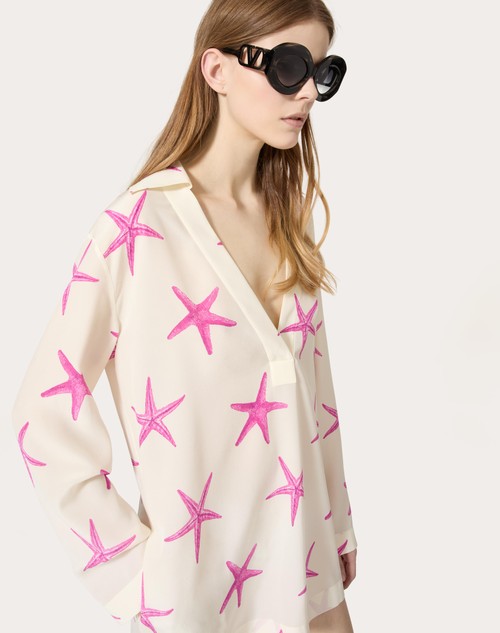 Red Valentino ABITO CORTO IN CREPE DE CHINE STARFISH