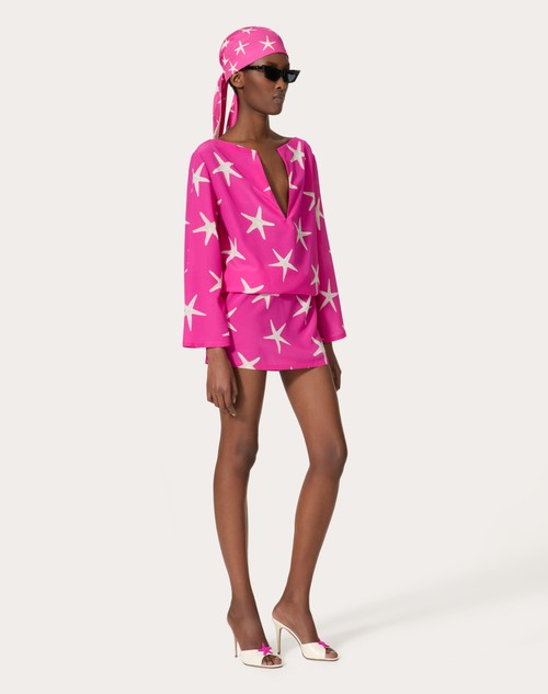 Red Valentino ABITO CORTO IN CREPE DE CHINE STARFISH