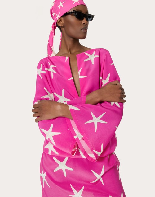 Red Valentino ABITO CORTO IN CREPE DE CHINE STARFISH