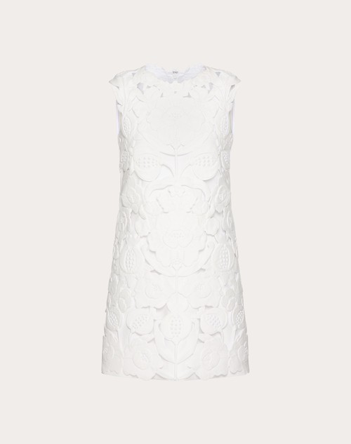 Red Valentino ABITO CORTO IN LIGHT DOUBLE SPLITTABLE GABARDINE RICAMATO