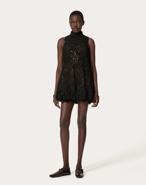 Red Valentino ABITO CORTO IN TULLE ILLUSIONE RICAMATO