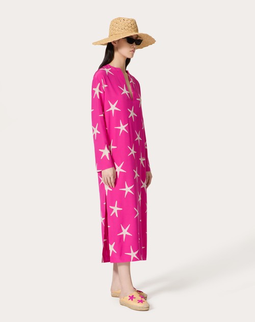 Red Valentino ABITO MIDI IN CREPE DE CHINE STARFISH