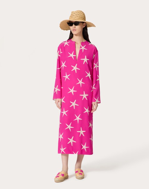 Red Valentino ABITO MIDI IN CREPE DE CHINE STARFISH