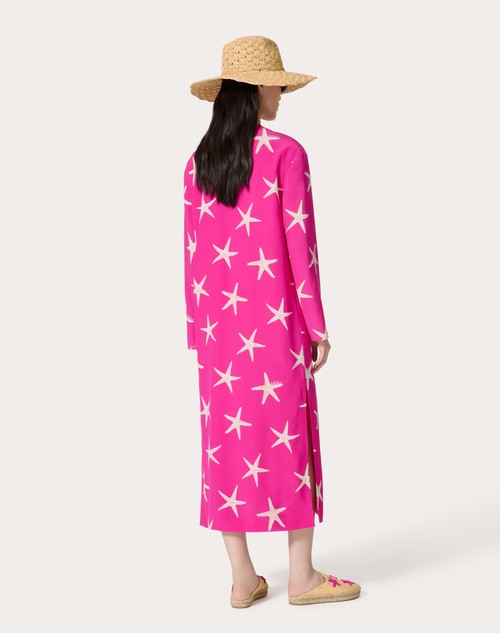 Red Valentino ABITO MIDI IN CREPE DE CHINE STARFISH