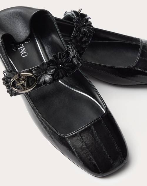 Red Valentino BALLERINA MARY-JANE VLOGO LOCKER IN ANGUILLA CON APPLICAZIONE DI FIORI