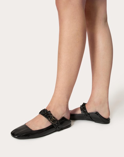 Red Valentino BALLERINA MARY-JANE VLOGO LOCKER IN ANGUILLA CON APPLICAZIONE DI FIORI