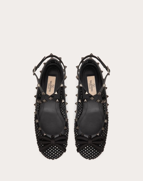 Red Valentino BALLERINA ROCKSTUD IN RETE CON CRISTALLI E BORCHIE IN TONO