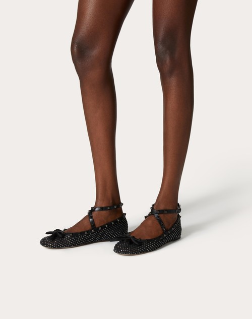 Red Valentino BALLERINA ROCKSTUD IN RETE CON CRISTALLI E BORCHIE IN TONO