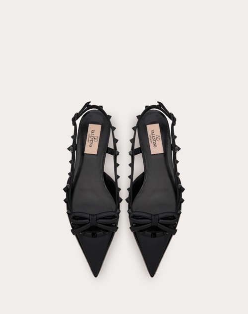 Red Valentino BALLERINA SLINGBACK ROCKSTUD BOW IN VERNICE E BORCHIE IN TONO