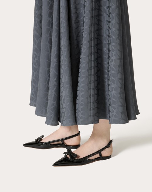 Red Valentino BALLERINA SLINGBACK ROCKSTUD BOW IN VERNICE E BORCHIE IN TONO