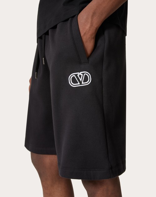 Red Valentino BERMUDA IN COTONE TECNICO CON PATCH VLOGO SIGNATURE