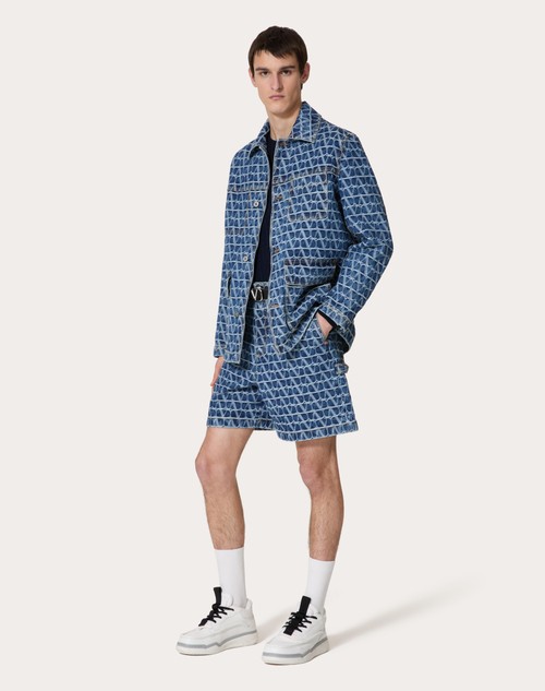 Red Valentino BERMUDA IN DENIM CON MOTIVO TOILE ICONOGRAPHE