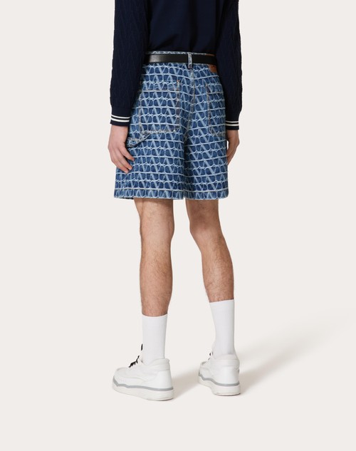 Red Valentino BERMUDA IN DENIM CON MOTIVO TOILE ICONOGRAPHE