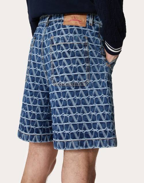 Red Valentino BERMUDA IN DENIM CON MOTIVO TOILE ICONOGRAPHE