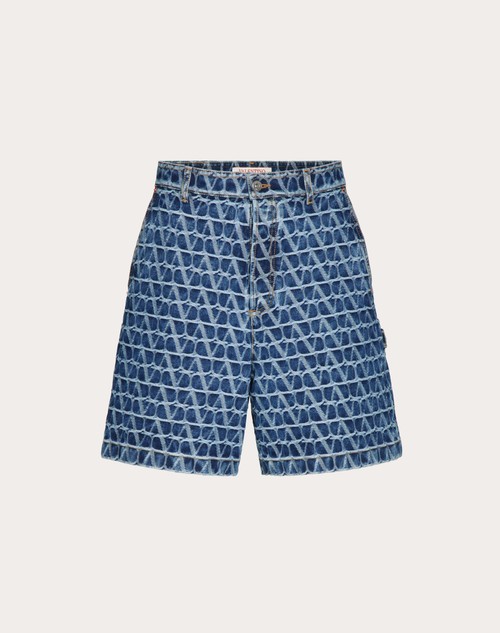 Red Valentino BERMUDA IN DENIM CON MOTIVO TOILE ICONOGRAPHE