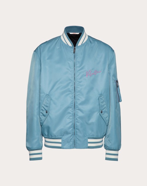 Red Valentino BOMBER IN NYLON CON RICAMI VALENTINO E STAMPA VLOGO SIGNATURE