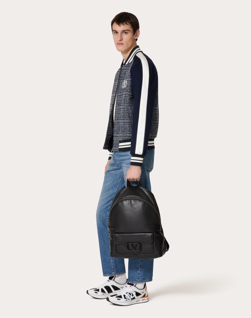 Red Valentino BOMBER IN TWEED DI COTONE E VISCOSA CON PATCH VLOGO SIGNATURE