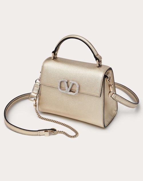 Red Valentino BORSA A MANO MINI VSLING IN VITELLO GRANATO METALLIZZATO