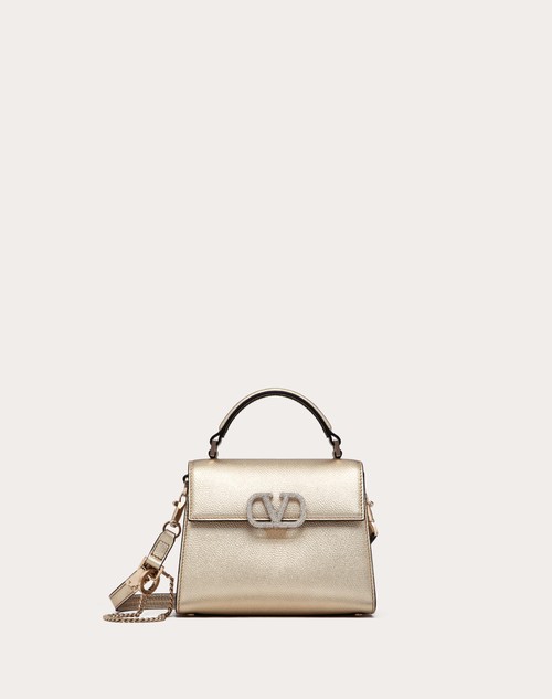 Red Valentino BORSA A MANO MINI VSLING IN VITELLO GRANATO METALLIZZATO