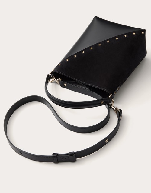 Red Valentino BORSA A SECCHIELLO VALENTINO GARAVANI VALENTINO GARAVANI ROCKSTUD WISPY IN VITELLO E CAMOSCIO