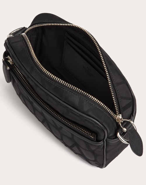 Red Valentino BORSA A TRACOLLA TOILE ICONOGRAPHE IN TESSUTO TECNICO CON DETTAGLI IN PELLE