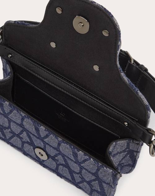 Red Valentino BORSA MINI A SPALLA LOCÒ TOILE ICONOGRAPHE IN TESSUTO JACQUARD EFFETTO DENIM