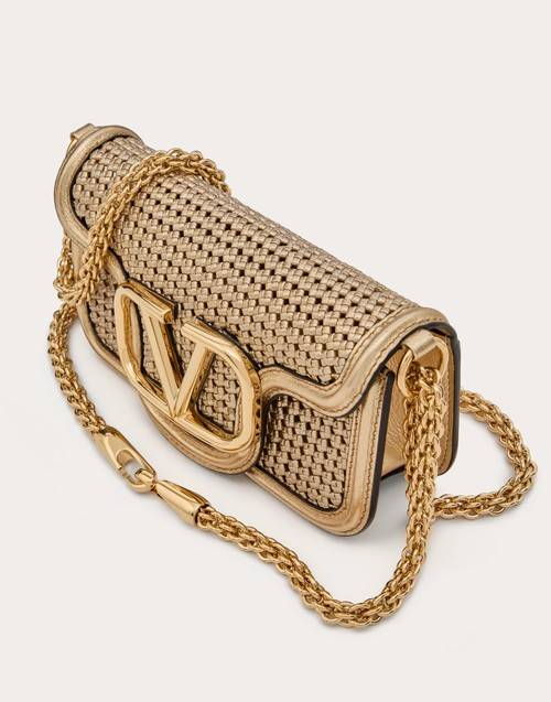 Red Valentino BORSA PICCOLA A SPALLA VALENTINO GARAVANI LOCÒ IN PELLE INTRECCIATA METALLIZZATA