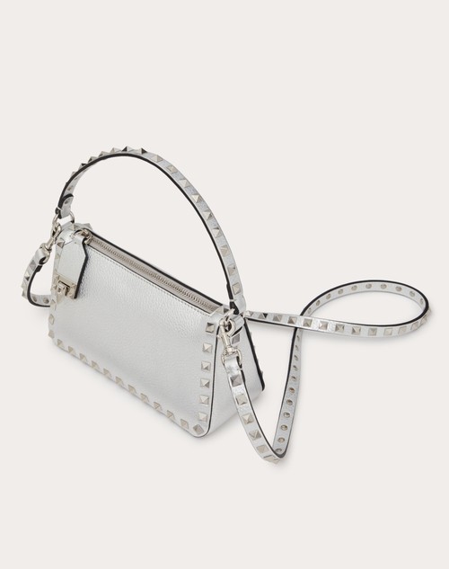 Red Valentino BORSA PICCOLA A TRACOLLA ROCKSTUD IN VITELLO GRANATO METALLIZZATO