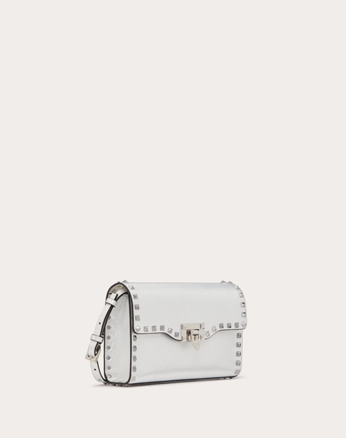 Red Valentino BORSA PICCOLA A TRACOLLA ROCKSTUD IN VITELLO GRANATO METALLIZZATO