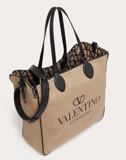 Red Valentino BORSA SHOPPING TOILE ICONOGRAPHE IN LANA CON DETTAGLI IN PELLE