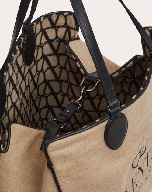 Red Valentino BORSA SHOPPING TOILE ICONOGRAPHE IN LANA CON DETTAGLI IN PELLE