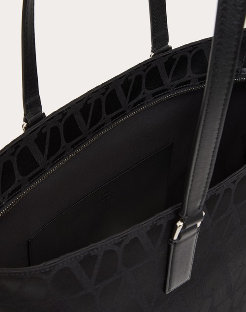 Red Valentino BORSA SHOPPING TOILE ICONOGRAPHE IN TESSUTO TECNICO CON DETTAGLI IN PELLE