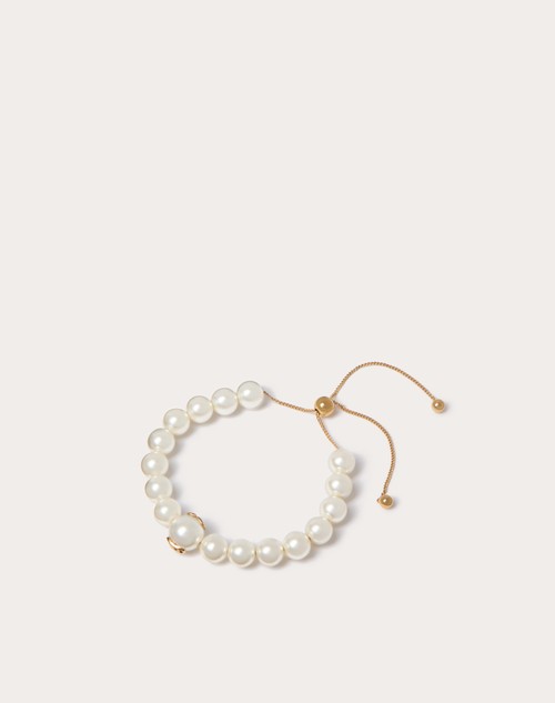 Red Valentino BRACCIALE VLOGO SIGNATURE IN METALLO E PERLE IN RESINA