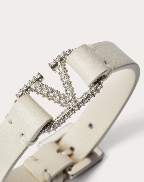 Red Valentino BRACCIALE VLOGO SIGNATURE VALENTINO GARAVANI IN PELLE E CRISTALLI