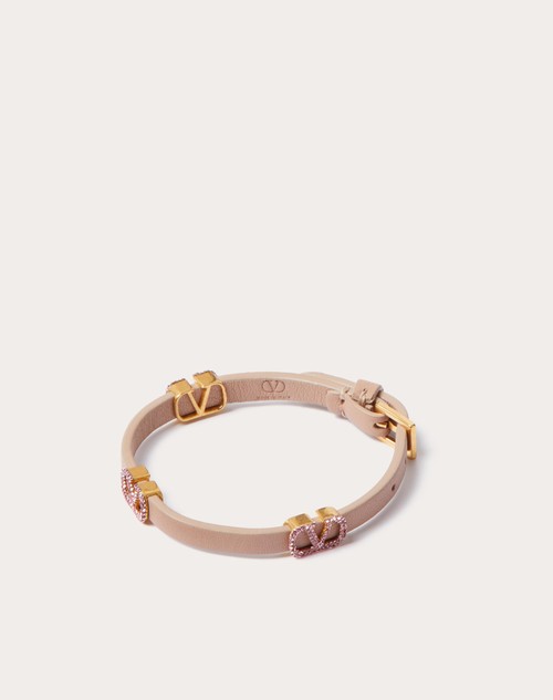 Red Valentino BRACCIALE VLOGO SIGNATURE VALENTINO GARAVANI IN PELLE E CRISTALLI