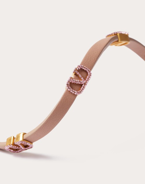 Red Valentino BRACCIALE VLOGO SIGNATURE VALENTINO GARAVANI IN PELLE E CRISTALLI