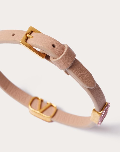 Red Valentino BRACCIALE VLOGO SIGNATURE VALENTINO GARAVANI IN PELLE E CRISTALLI